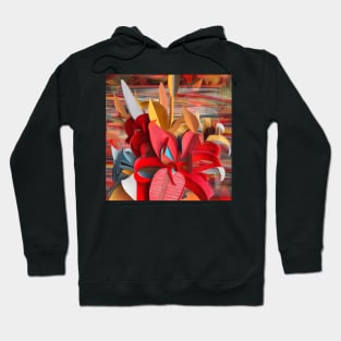 Crimson Floral Collage Hoodie